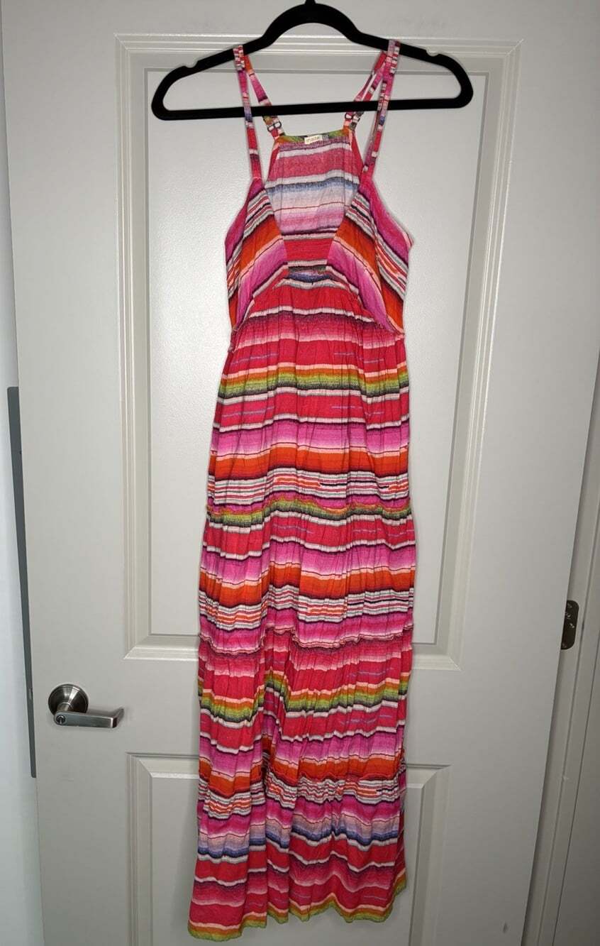 Matta NY Vibrant Striped Sleeveless Maxi Dress in Pink Size XS